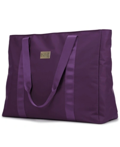 Shop Badgley Mischka Nylon Travel Tote Weekender Bag In Purple