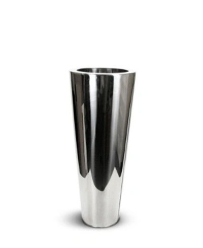 Shop Le Present Chroma Moderna Cone Stainless Steel Vase 36" In Silver