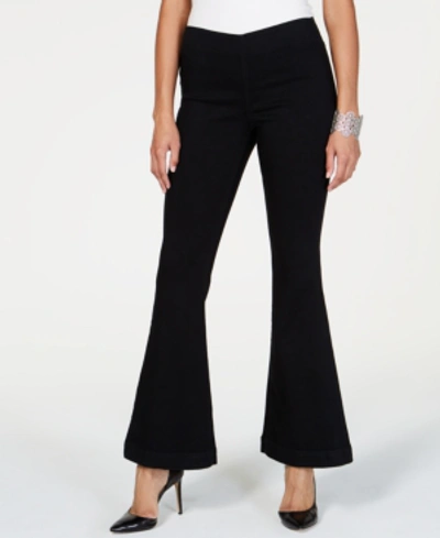 Shop Inc International Concepts Petite Pull-on Flared Jeans, Created For Macy's In Deep Black