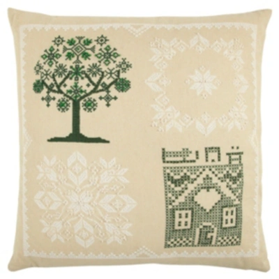 Shop Rizzy Home Tree Polyester Filled Decorative Pillow, 20" X 20" In Green Tree