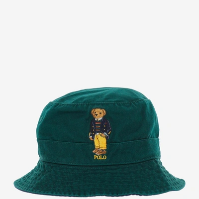 Shop Polo Ralph Lauren Bear Bucket Hat In Green