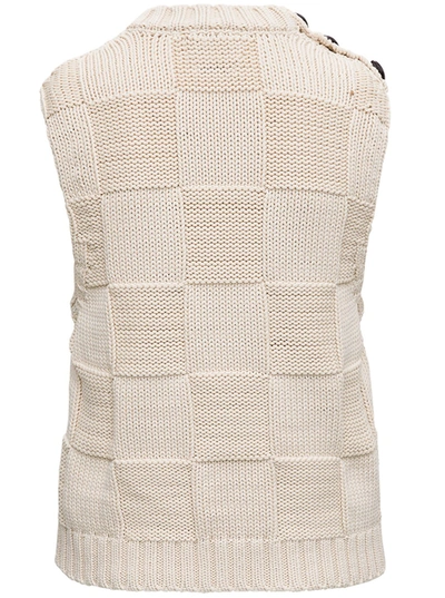 Shop Ganni Beige Cotton Vest With Logo