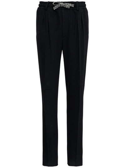Shop Gabriele Pasini Cruis Black Cashmere Pants  With Drawstring