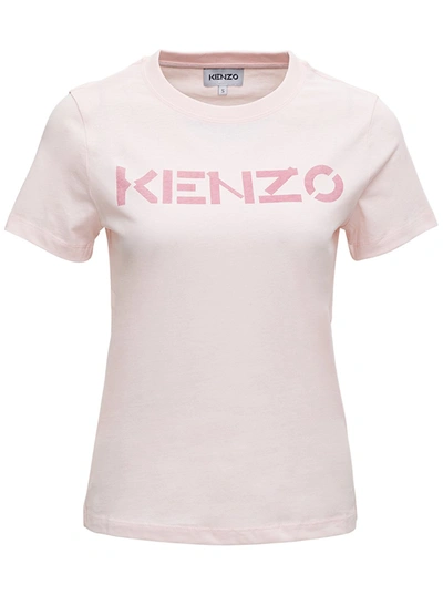 Shop Kenzo Pink Cotton T-shirt With Logo Print