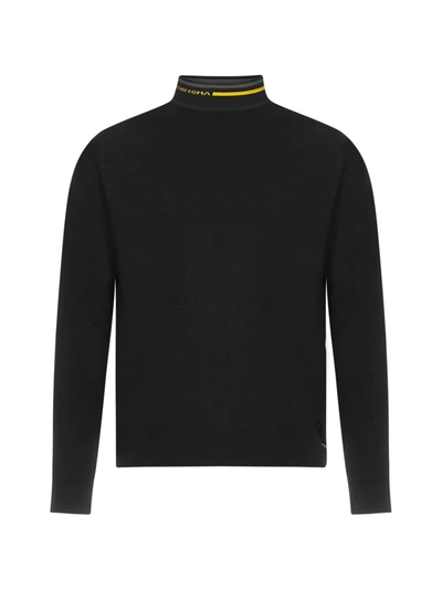 Shop Fendi Logo Intarsia Knitted Jumper In Black