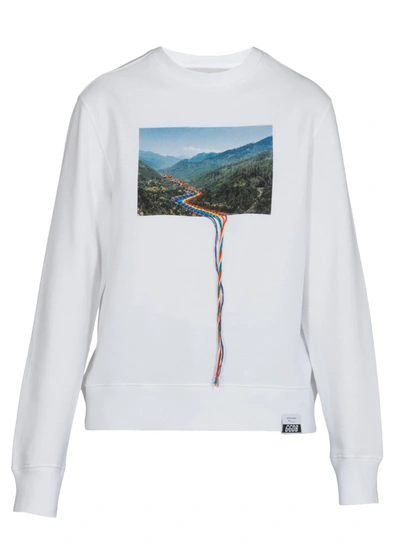 Shop Golden Goose Deluxe Brand Graphic Printed Thread Detail Sweatshirt In White