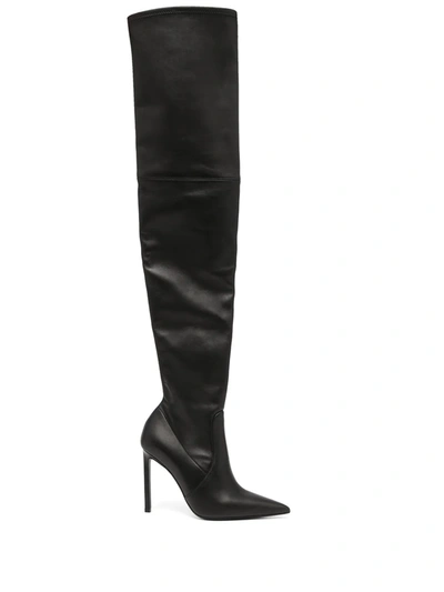 Shop Tom Ford Leather Thigh Boots In Black