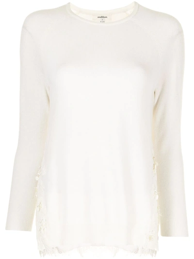 Shop Onefifteen Floral Lace-detail Wool-blend Top In White
