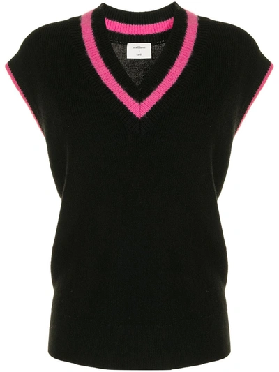 Shop Onefifteen Contrast-border Knitted Vest In Black