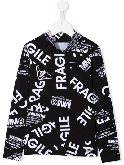 Shop Mm6 Maison Margiela Fragile Slogan-print Sweatshirt In Black