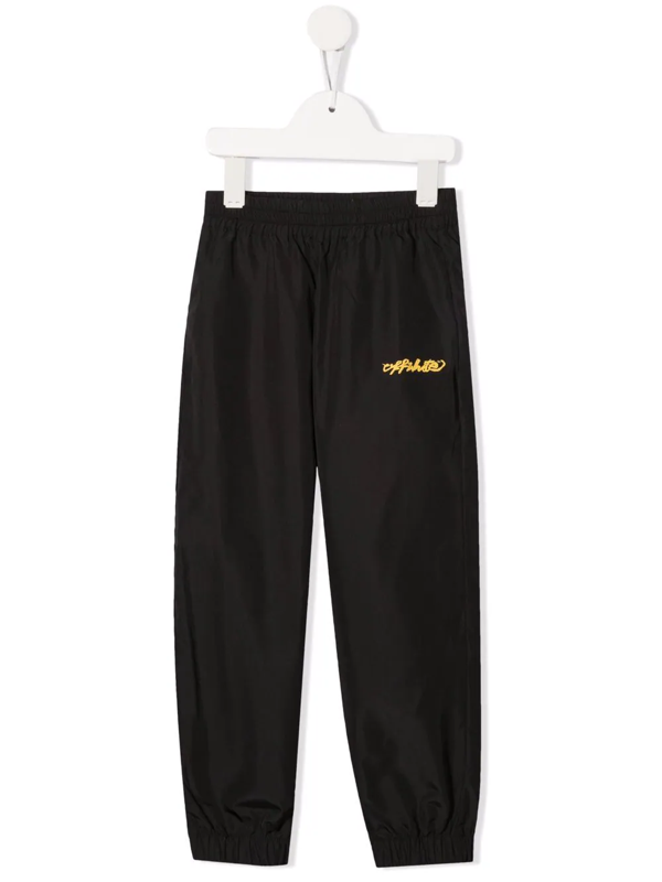 Off-White Kids logo-print tracksuit bottoms - Black