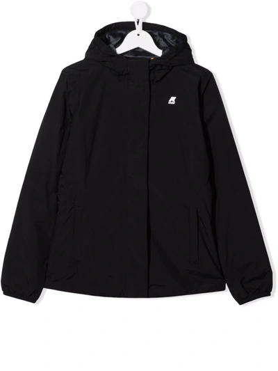 K-way Logo-patch Hooded Padded Jacket In Black