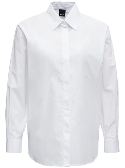 Shop Pinko White Cotton Poplin Shirt