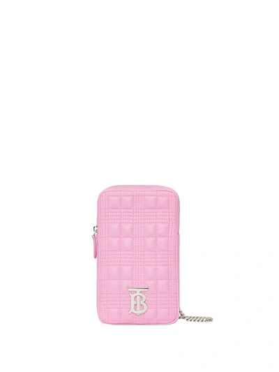 Shop Burberry Lola Quilted Pouch Bag In Pink