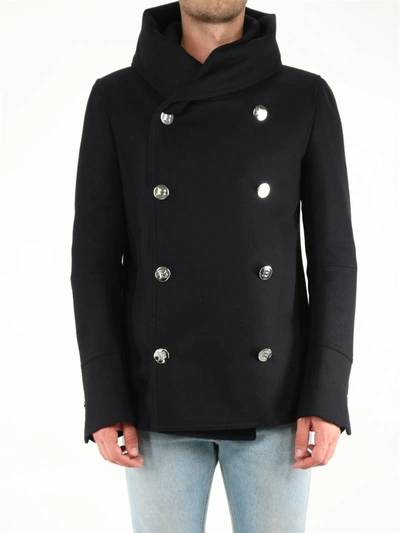 Shop Balmain Double Breasted Jacket In Black