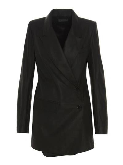 Shop Ann Demeulemeester Oversized Leather Jacket In Black
