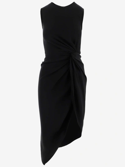 Shop Dolce & Gabbana Asymmetric Ruched Sleeveless Dress In Black