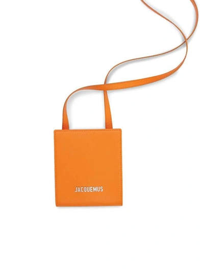 Shop Jacquemus Le Gadjo Orange Leather Crossbody Bag