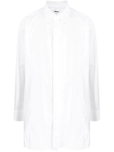 Shop Sulvam Curved Hem Oversized Shirt In White