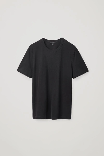 Shop Cos Regular-fit Mid-weight Brushed T-shirt In Black