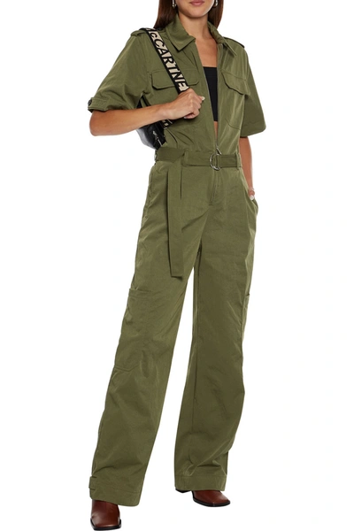 Shop Helmut Lang Utility Belted Twill Jumpsuit In Army Green