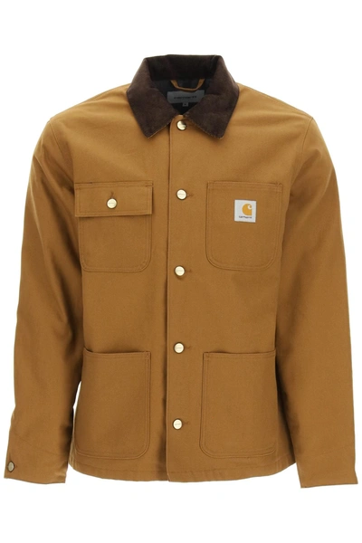 Shop Carhartt Wip Logo Patch Shirt Jacket In Brown