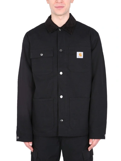 Shop Carhartt Wip Logo Patch Shirt Jacket In Black