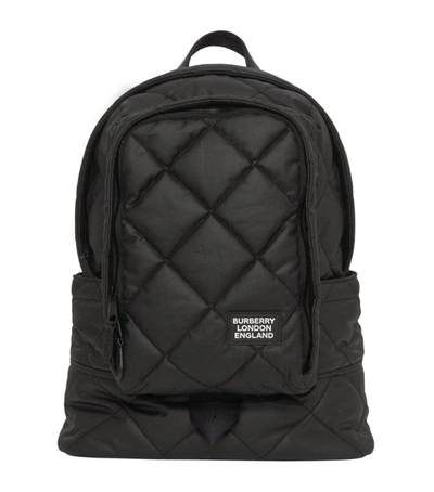Shop Burberry Large Diamond Quilted Cotton Backpack In Black