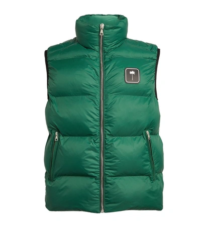 Shop Palm Angels Palm Tree Puffer Gilet In Green