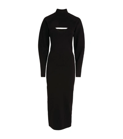 Shop Nanushka Mock-neck Noa Midi Dress In Black