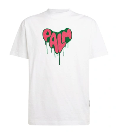 Shop Palm Angels Cotton Logo Print T-shirt In White