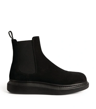 Shop Alexander Mcqueen Suede Hybrid Chelsea Boots In Black