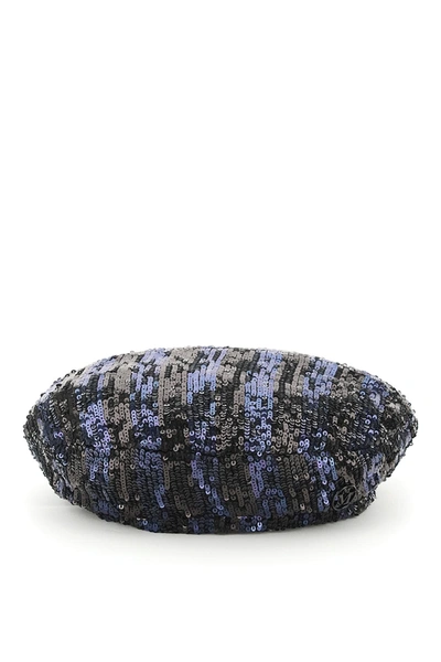 Shop Maison Michel New Billy Sequined Beret In Multi