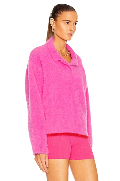 Jacquemus Le Polo Neve Textured Jumper In Pink