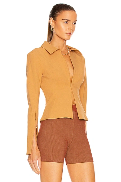 Shop Jacquemus La Chemise Obiou In Camel