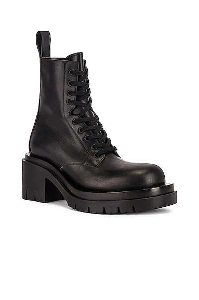 Shop Bottega Veneta Lug Lace Up Ankle Boots In Black