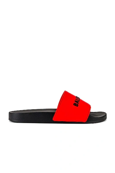 Shop Balenciaga Logo Pool Slide In Blood