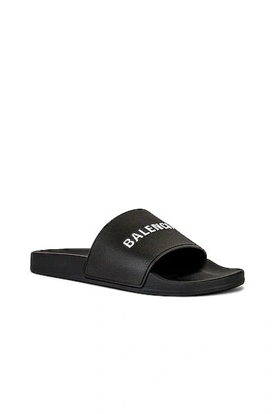 Shop Balenciaga Pool Slide In Black & Silver