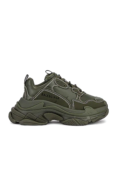 Shop Balenciaga Triple S Sneakers In Khaki & Black