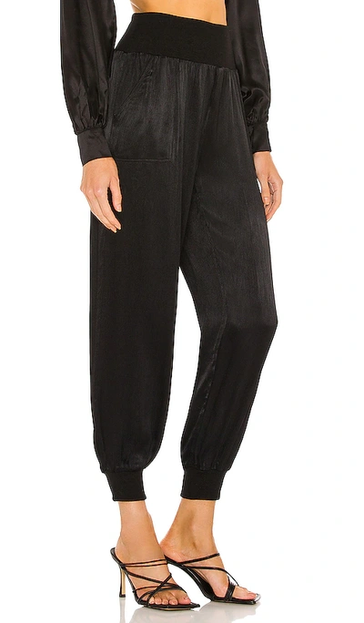 Bobi Black Sleek Textured Pant In Black