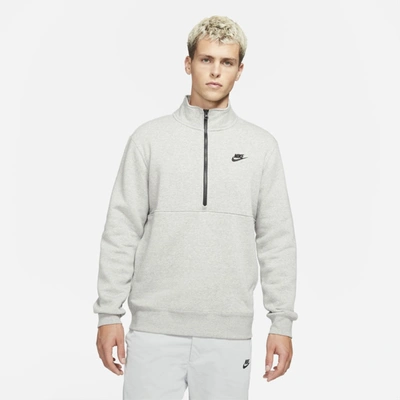 Shop Nike Sportswear Club Men's Brushed-back 1/2-zip Pullover In Dark Grey Heather/black/black