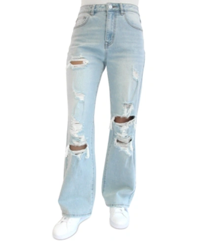 Almost Famous Juniors' Ripped 90s Wide Leg Jeans In Light Wash