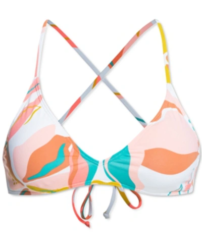 Shop Roxy Juniors' Beach Classics Athletic Triangle Bikini Top Women's Swimsuit In Bright White Paradiso