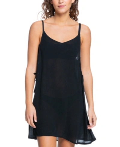 Shop Roxy Juniors' Beachy Vibes Coverup Dress Women's Swimsuit In Anthracite