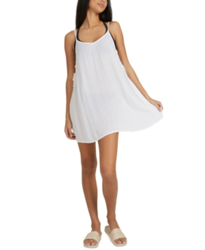 Shop Roxy Juniors' Beachy Vibes Coverup Dress Women's Swimsuit In Bright White