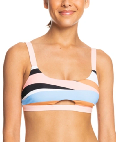 Shop Roxy Juniors' Paradise Passport Bikini Top Women's Swimsuit In Bright White Multi