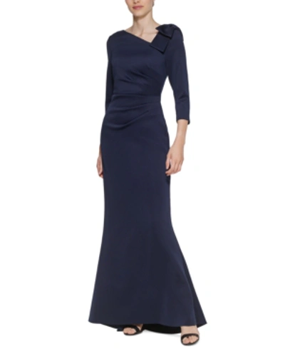 Shop Jessica Howard Asymmetrical-neck Gown In Navy