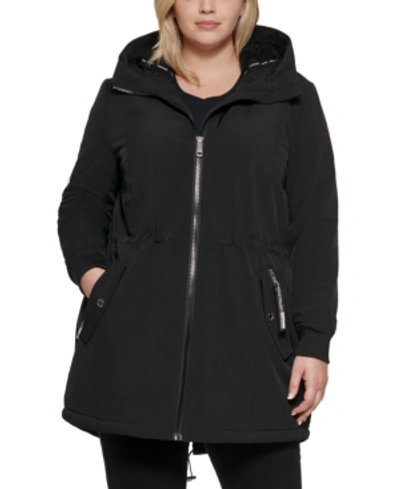 Calvin Klein Plus Size Fleece-lined Hooded Anorak Raincoat In Black |  ModeSens