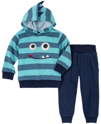 Shop Kids Headquarters Baby Boys Spiked Hood Fleece Pullover And Joggers, 2 Piece Set In Blue