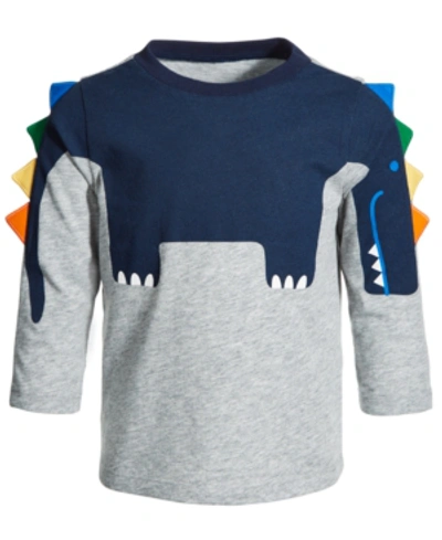 Shop First Impressions Baby Boys Dino Spike Long-sleeve T-shirt, Created For Macy's In Sterling Hthr